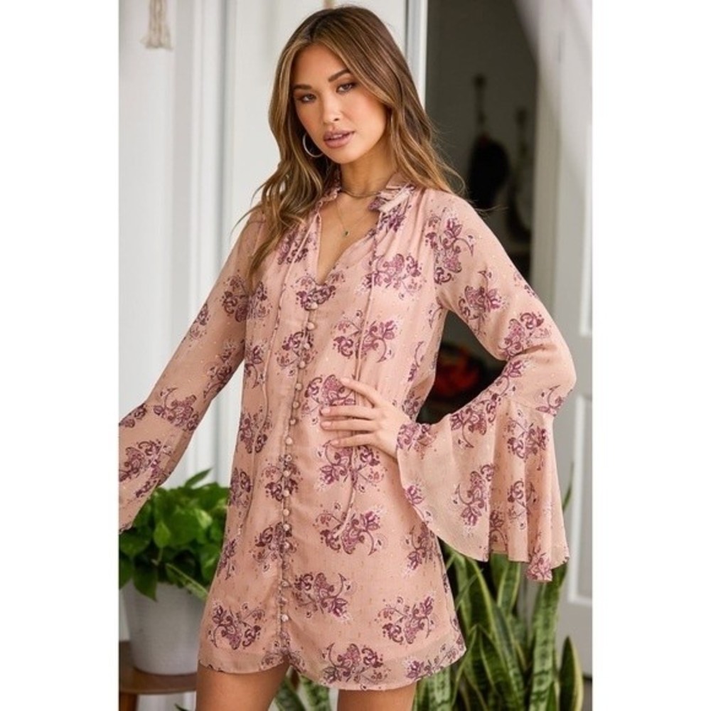 Lulu's Blush Pink Paisley Mini Dress